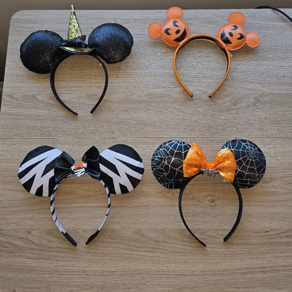 Disney Halloween Themed Headbands - Black, Orange, White 4pk